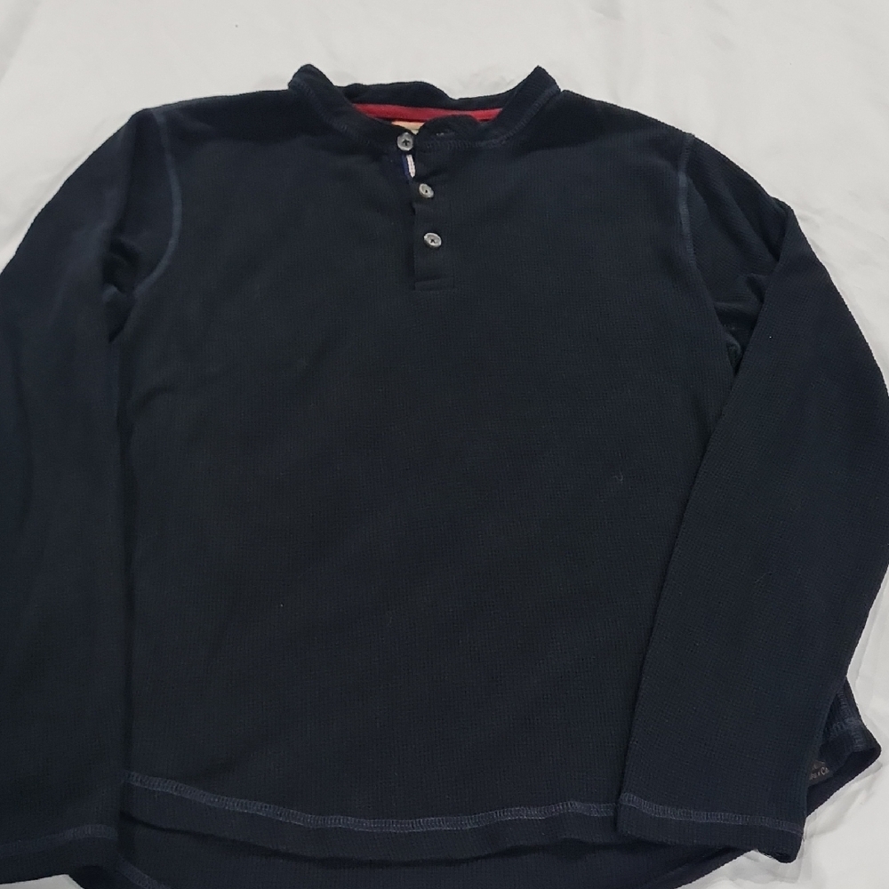 Hawke & Co Outfitter Long Sleeve 1/4 Button Waffle Thermal Shirt Black Size L
